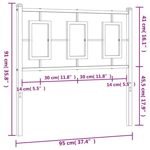 Sengegavl 90 cm metal hvid