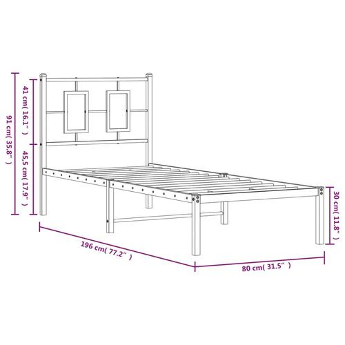 Sengeramme med sengegavl 75x190 cm metal hvid