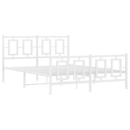 Sengeramme med sengegavl og fodgærde 135x190 cm metal hvid