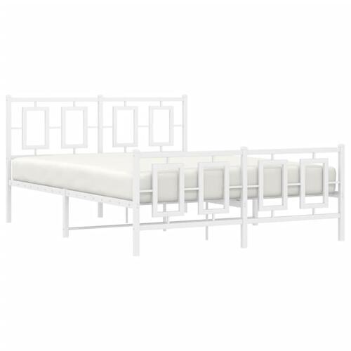 Sengeramme med sengegavl og fodgærde 135x190 cm metal hvid