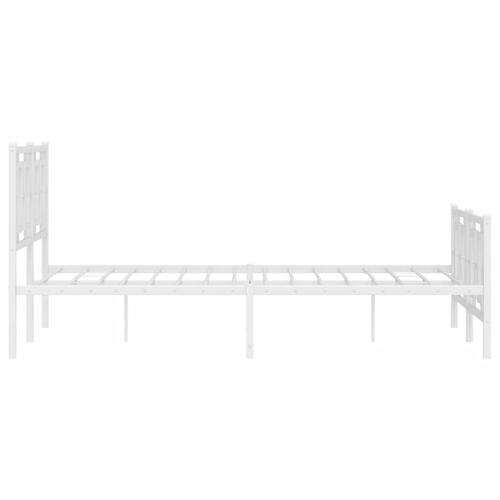 Sengeramme med sengegavl og fodgærde 135x190 cm metal hvid
