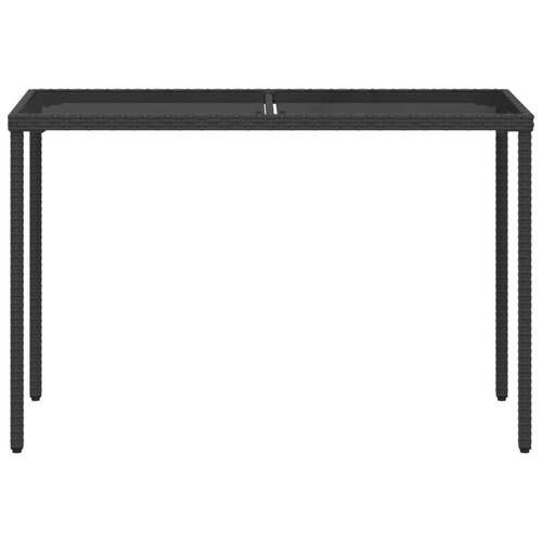 Havebord med glastop 115x54x74 cm polyrattan sort