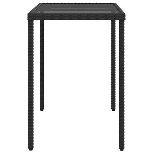 Havebord med glastop 115x54x74 cm polyrattan sort