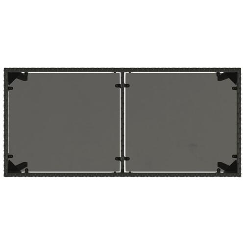 Havebord med glastop 115x54x74 cm polyrattan sort