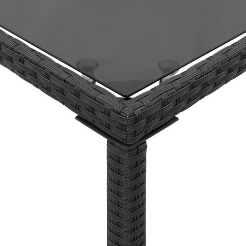 Havebord med glastop 115x54x74 cm polyrattan sort