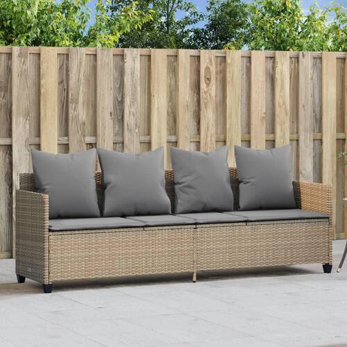 Loungesofa med hynder polyrattan beige