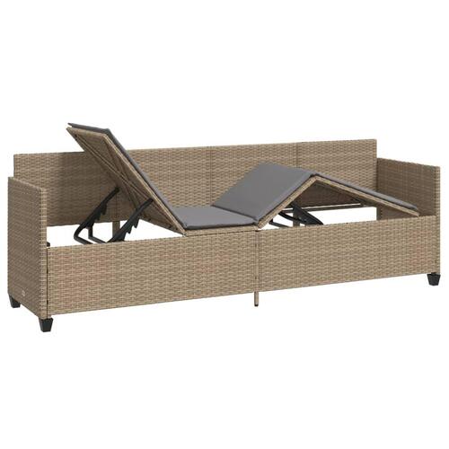 Loungesofa med hynder polyrattan beige