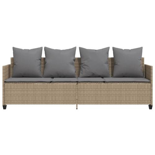 Loungesofa med hynder polyrattan beige