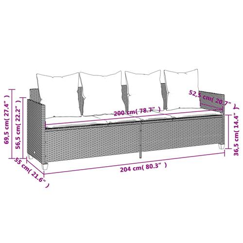 Loungesofa med hynder polyrattan beige