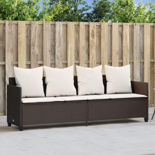 Loungesofa med hynder polyrattan brun