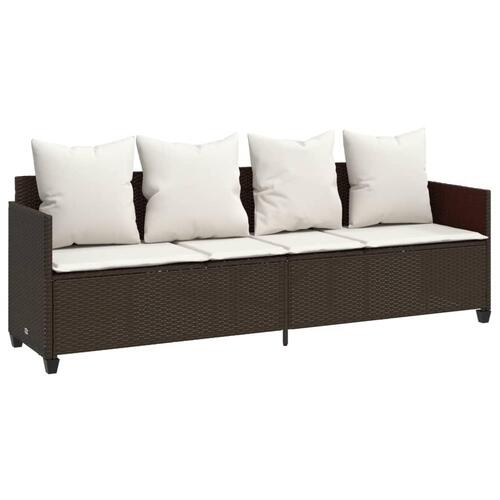 Loungesofa med hynder polyrattan brun