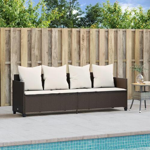 Loungesofa med hynder polyrattan brun