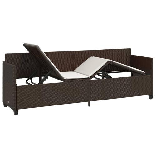 Loungesofa med hynder polyrattan brun