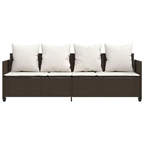 Loungesofa med hynder polyrattan brun