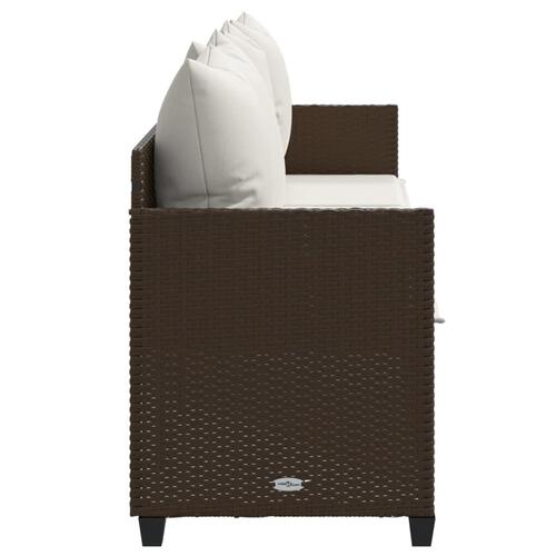 Loungesofa med hynder polyrattan brun