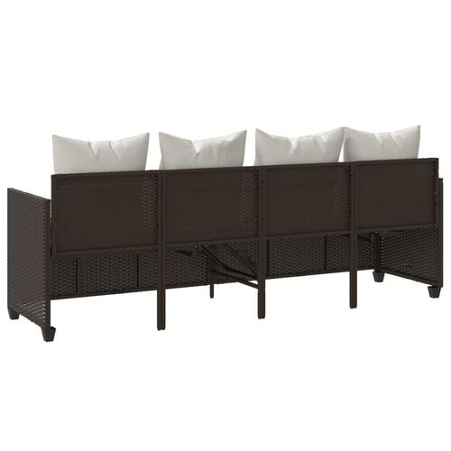 Loungesofa med hynder polyrattan brun