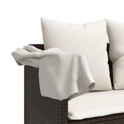 Loungesofa med hynder polyrattan brun