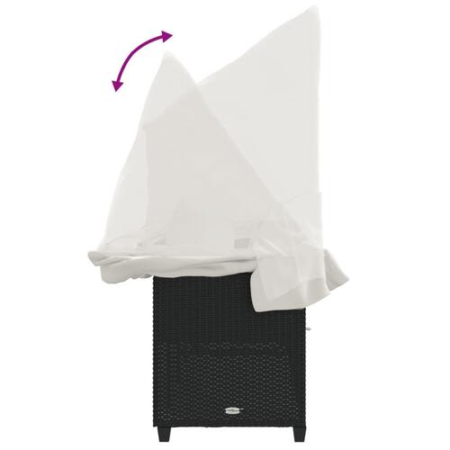 Loungesofa med baldakin og hynder polyrattan sort
