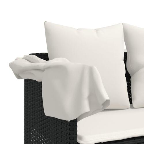 Loungesofa med baldakin og hynder polyrattan sort