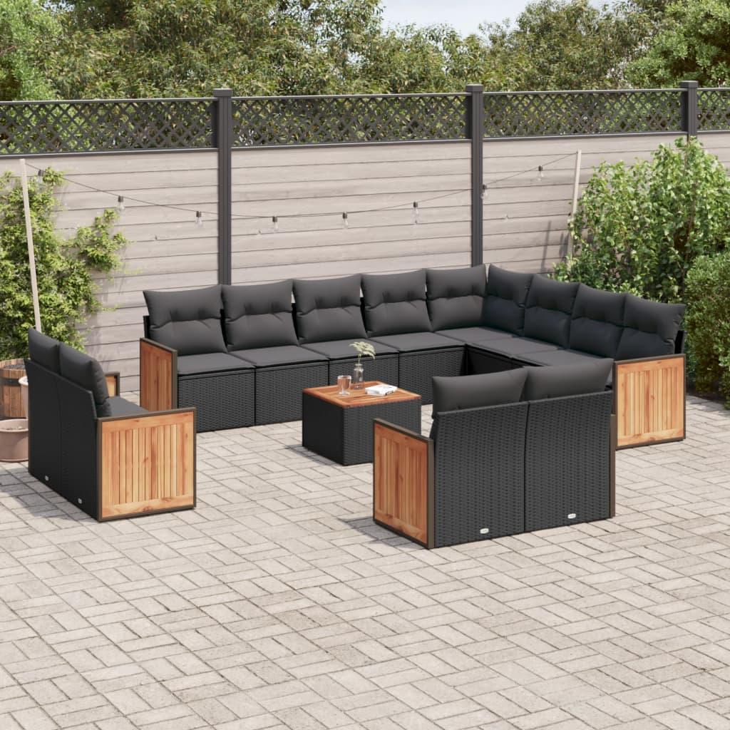 Sofasæt til haven 13 dele med hynder polyrattan sort
