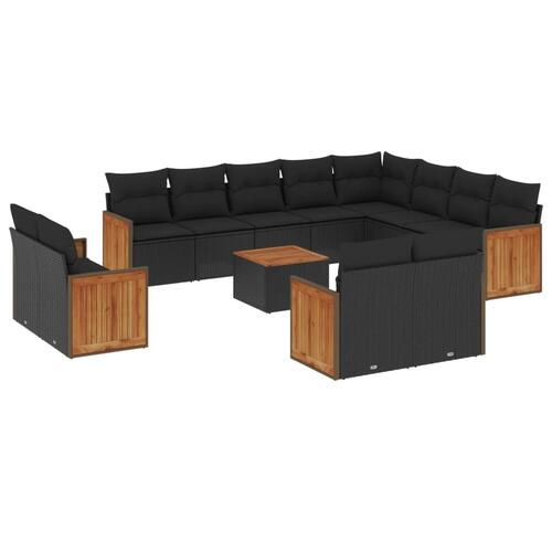 Sofasæt til haven 13 dele med hynder polyrattan sort