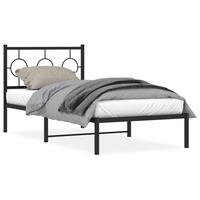 Sengeramme med sengegavl 90x190 cm metal sort