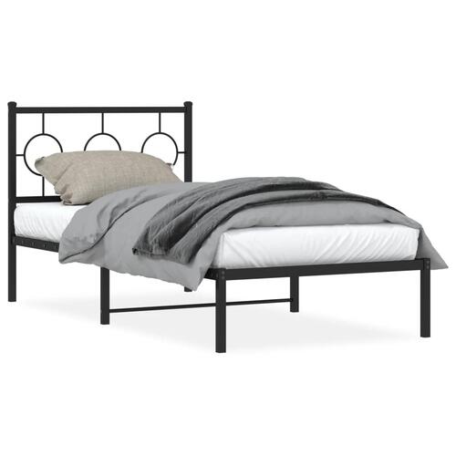 Sengeramme med sengegavl 90x190 cm metal sort