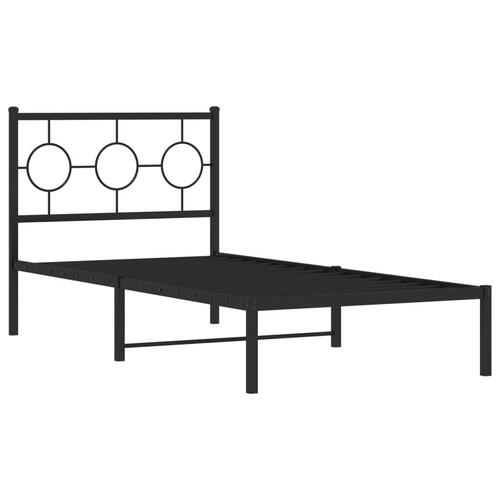 Sengeramme med sengegavl 90x190 cm metal sort