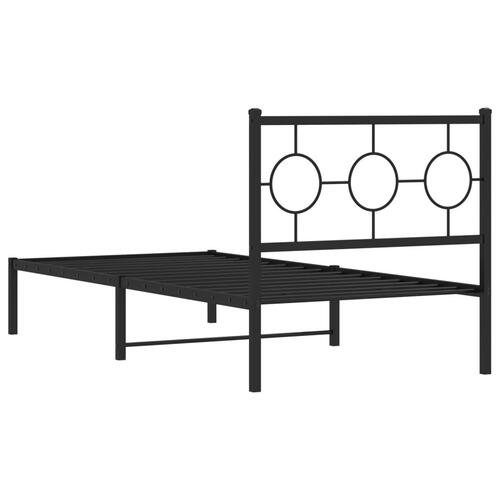 Sengeramme med sengegavl 90x190 cm metal sort