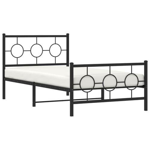 Sengeramme med sengegavl og fodgærde 100x200 cm metal sort