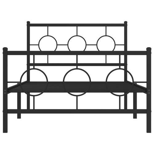 Sengeramme med sengegavl og fodgærde 100x200 cm metal sort