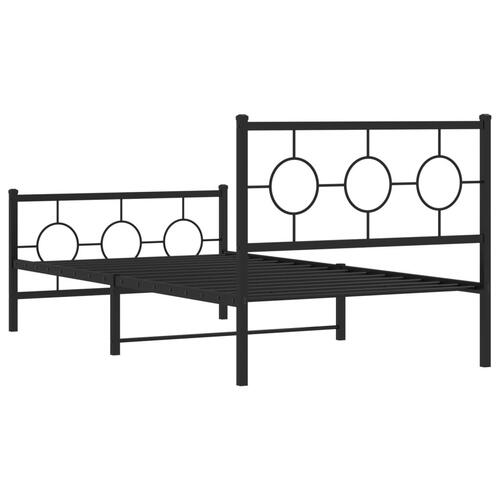 Sengeramme med sengegavl og fodgærde 100x200 cm metal sort