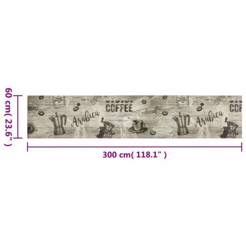 Køkkentæppe 60x300 cm Coffee-design vaskbart velour grå