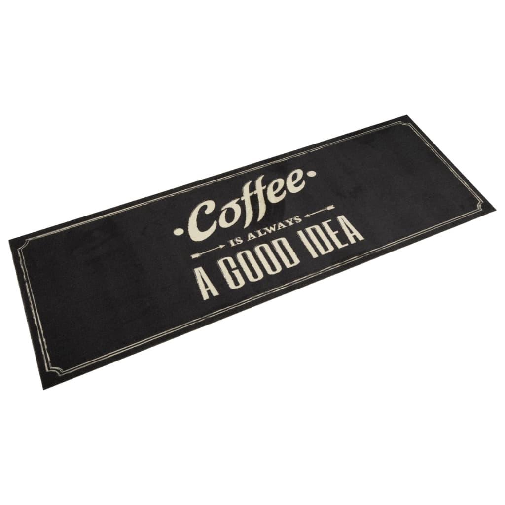 Køkkentæppe 60x180 cm kaffedesign vaskbart velour