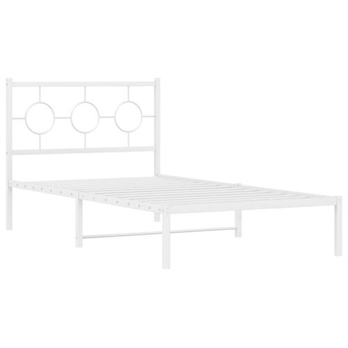 Sengeramme med sengegavl 100x200 cm metal hvid