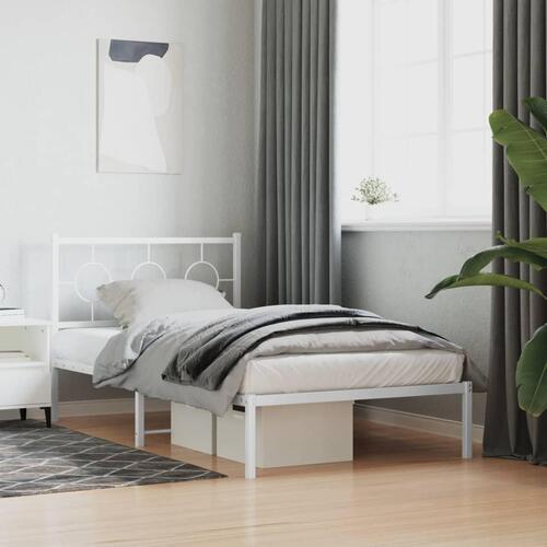 Sengeramme med sengegavl 100x200 cm metal hvid