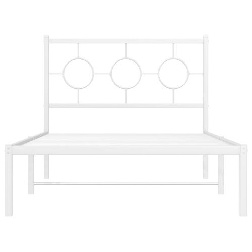 Sengeramme med sengegavl 100x200 cm metal hvid