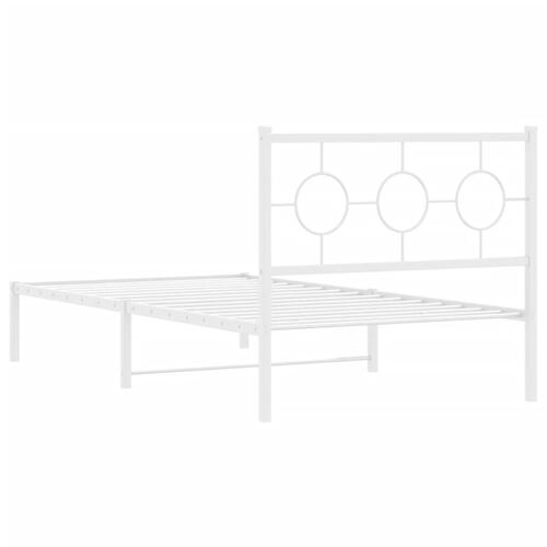 Sengeramme med sengegavl 100x200 cm metal hvid