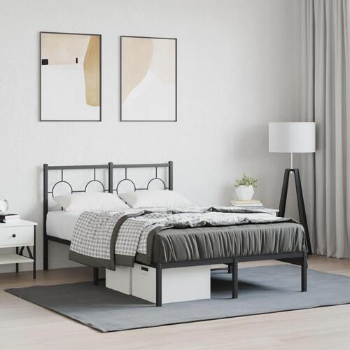 Sengeramme med sengegavl 120x200 cm metal sort