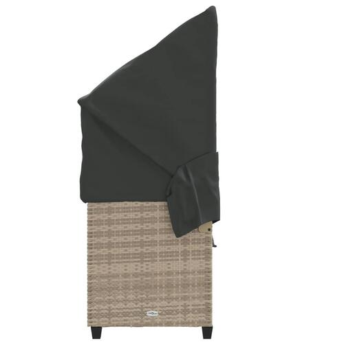 Loungesofa med baldakin og hynder polyrattan lysegrå