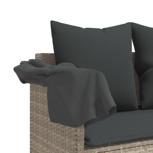 Loungesofa med baldakin og hynder polyrattan lysegrå