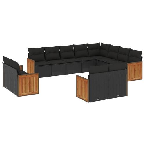 Sofasæt til haven 12 dele med hynder polyrattan sort