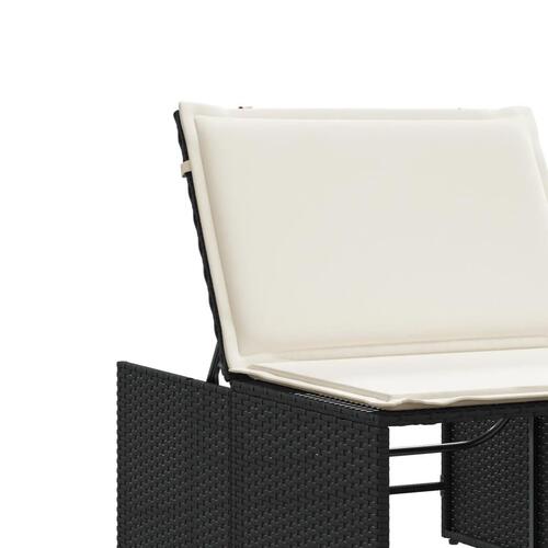 Liggestole 2 stk. med bord polyrattan sort