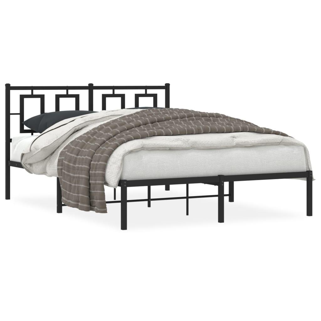 Sengeramme med sengegavl 140x200 cm metal sort
