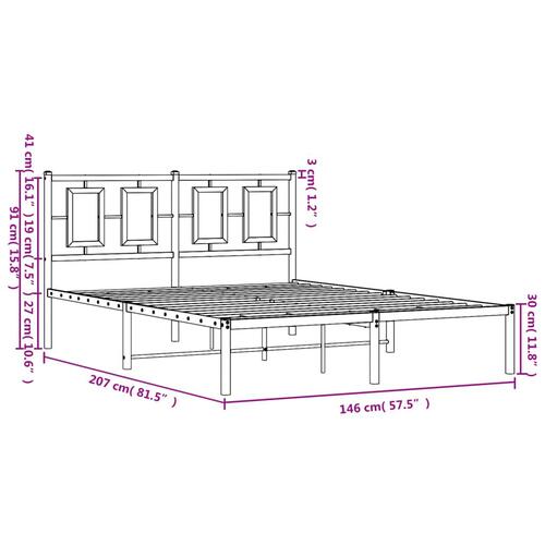 Sengeramme med sengegavl 140x200 cm metal sort