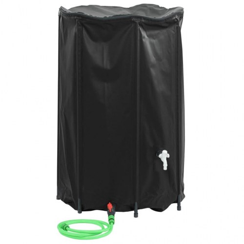 Sammenfoldelig vandtank med hane 1000 l - PVC, sort