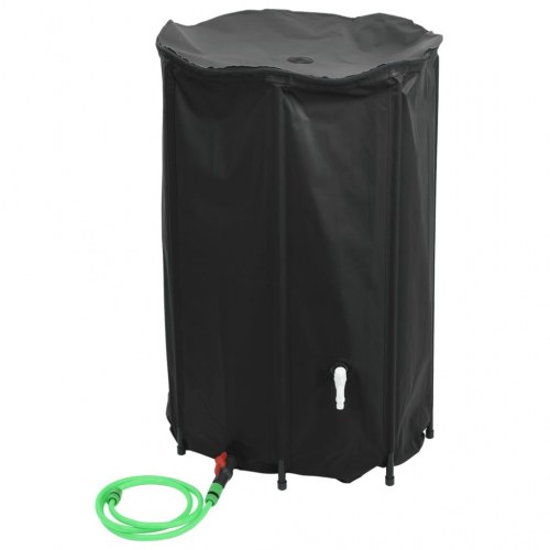 Sammenfoldelig vandtank med hane 1000 l - PVC, sort