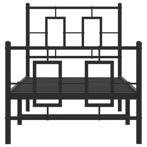 Sengeramme med sengegavl og fodgærde 75x190 cm metal sort
