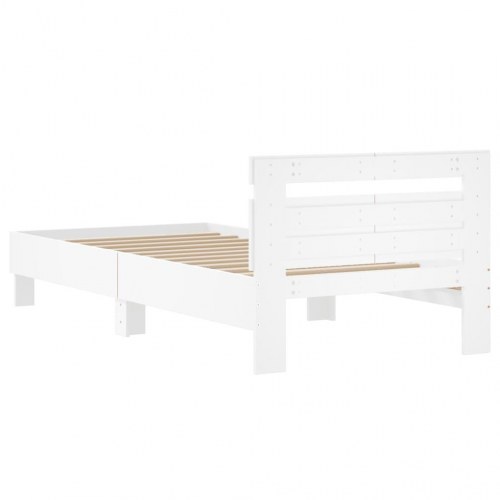 Sengeramme med sengegavl 100×200 cm - konstrueret træ, hvid