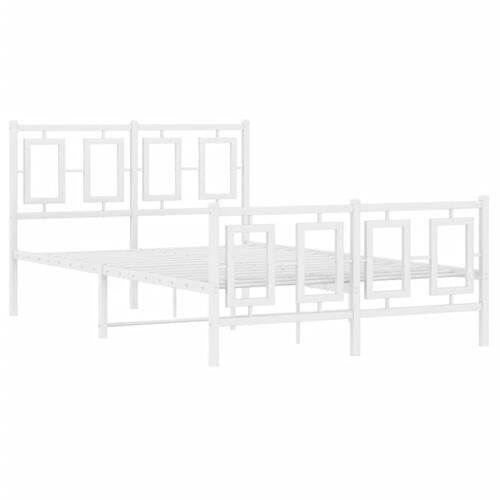 Sengeramme med sengegavl og fodgærde 120x190 cm metal hvid